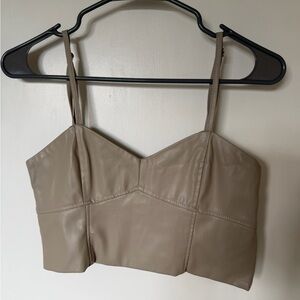 Zara Taupe faux Leather Crop Top